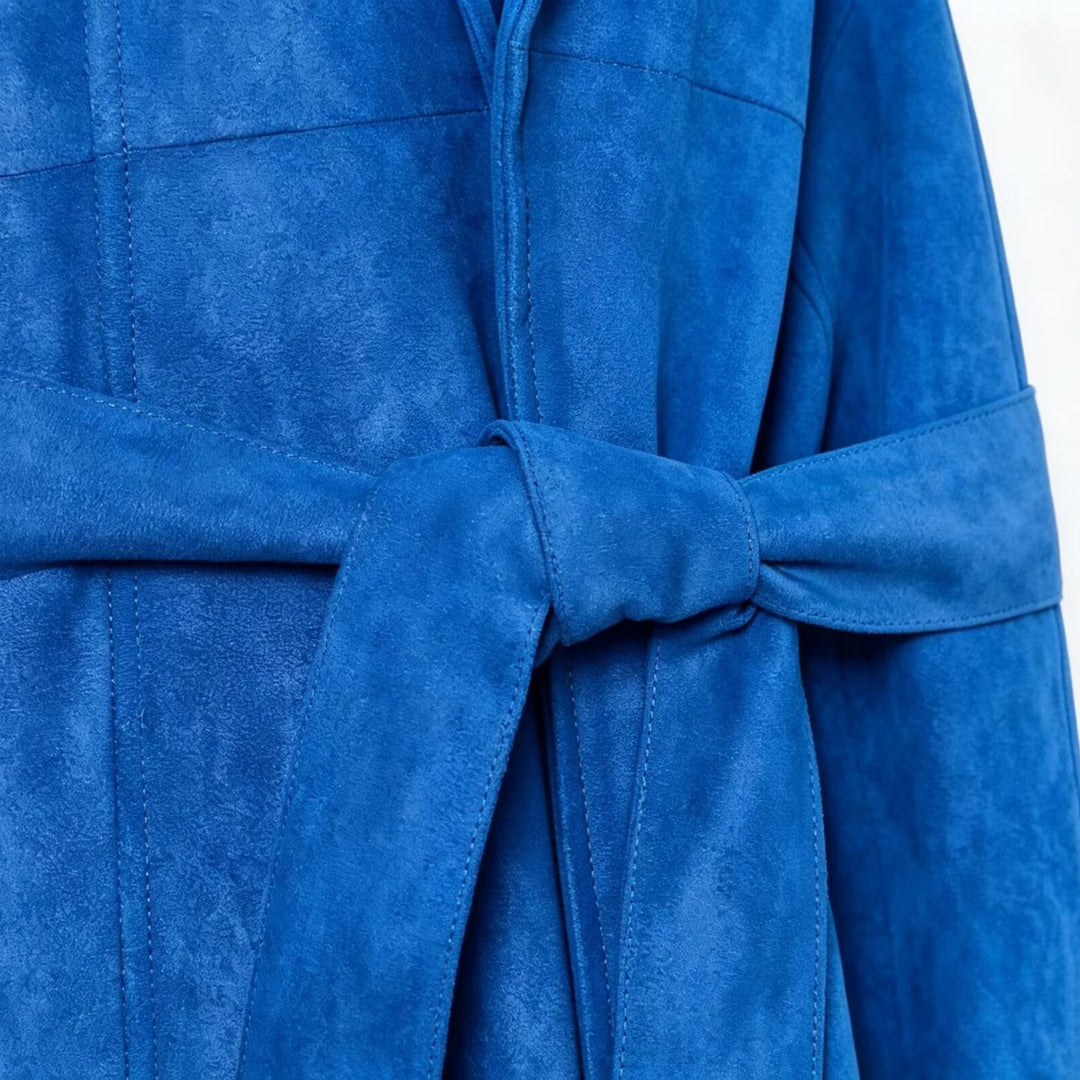 Damen Kurzjacke im Kimono‑Stil aus Veloursoptik mit Schalkragen und Bindegürtel Nord Taschen