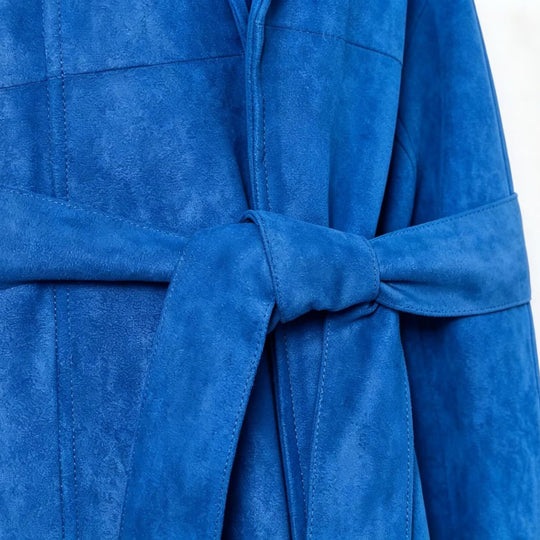 Damen Kurzjacke im Kimono‑Stil aus Veloursoptik mit Schalkragen und Bindegürtel Nord Taschen