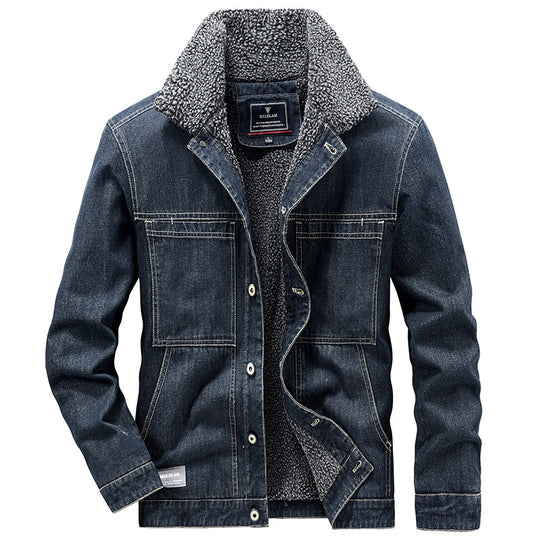 Herren Sherpa-gefütterte Denimjacke im Worker-Style Nord Taschen