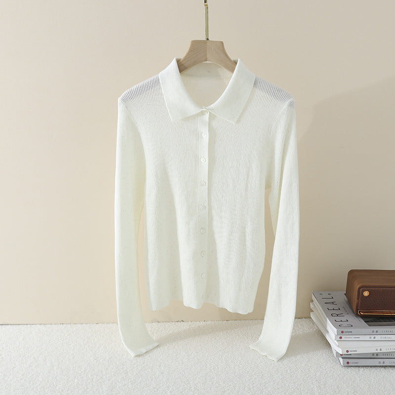 Damen Feinstrick-Cardigan mit Polokragen, Knopfleiste und dezentem Glitzereffekt Nord Taschen