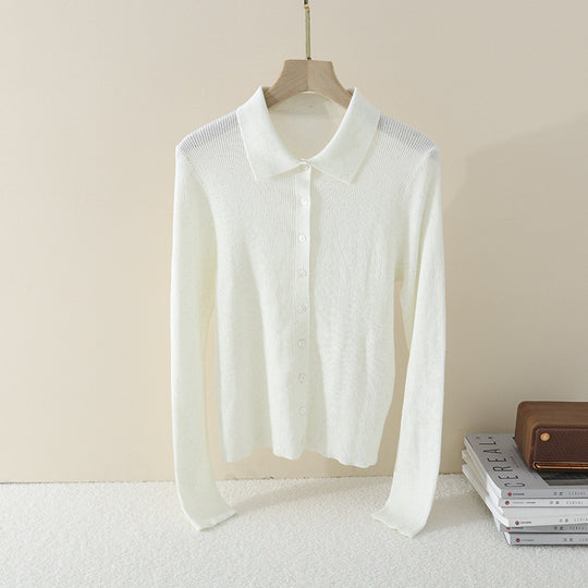 Damen Feinstrick-Cardigan mit Polokragen, Knopfleiste und dezentem Glitzereffekt Nord Taschen