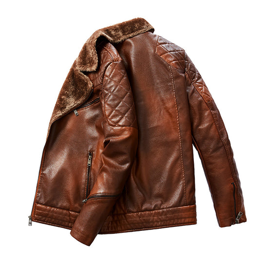 Herren Robuste Lederjacke mit Teddyfutter Nord Taschen
