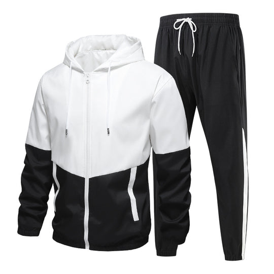 Herren Zweiteiliges Trainingsset mit Kapuzen-Windbreaker und tapered Jogginghose Nord Taschen