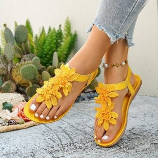 Damen Riemchen-Sandalen mit floralen Applikationen