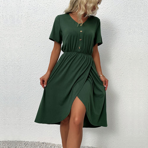 Damen Wickelkleid mit Knopfdetails Nord Taschen
