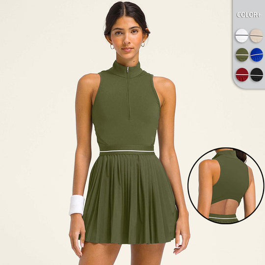 Damen Sportliches Kleid mit hochgeschlossenem Kragen und Reißverschluss Nord Taschen