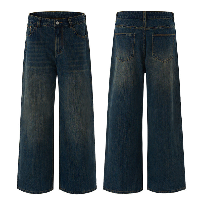 Herren Ultraweite Denim-Palazzo-Jeans mit tiefsitzender Bundlinie und verlängertem Saum Nord Taschen