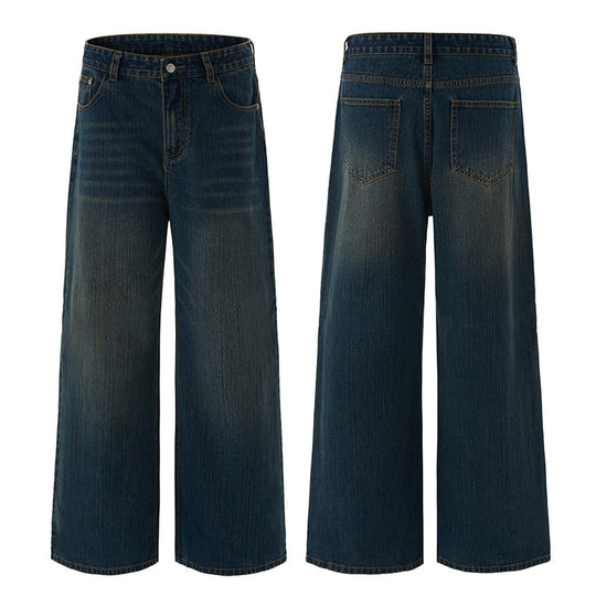 Herren Ultraweite Denim-Palazzo-Jeans mit tiefsitzender Bundlinie und verlängertem Saum Nord Taschen