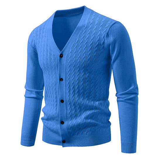 Herren Feinstrick-Cardigan mit Zopfmuster, V‑Ausschnitt und Knopfleiste Nord Taschen