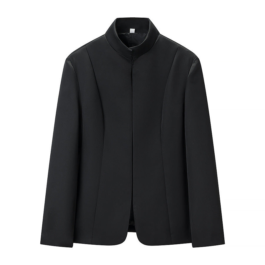 Damen Taillierte Blazerjacke mit Stehkragen und passendem Shorts-Rock Set Nord Taschen