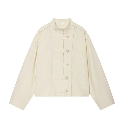 Damen Boxy-Jacke mit Stehkragen und dekorativer Knebelknopfleiste Nord Taschen