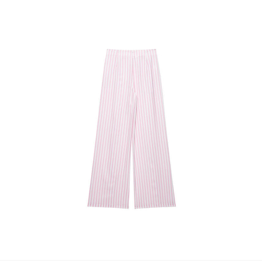 Damen Weite High‑Waist Palazzohose mit Tunnelzug und feinem Streifenmuster Nord Taschen
