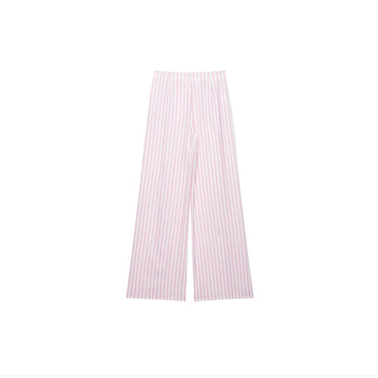 Damen Weite High‑Waist Palazzohose mit Tunnelzug und feinem Streifenmuster Nord Taschen