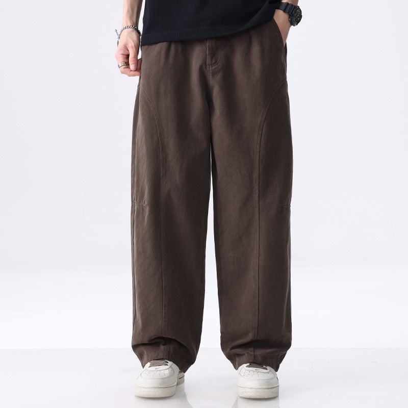 Herren Locker geschnittene Utility-Hose mit weitem Bein, markanten Ziernähten und elastischem Bund Nord Taschen