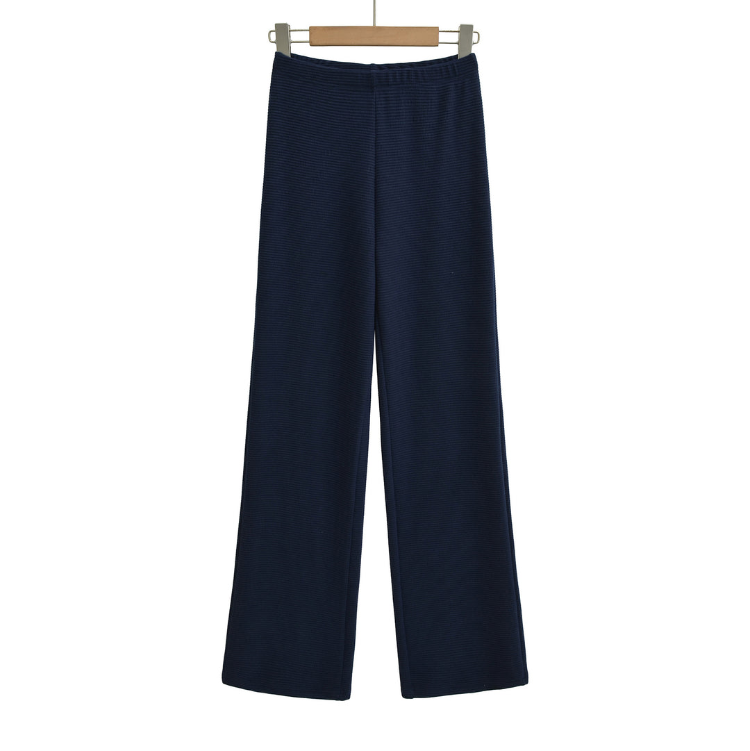 Damen Weite Strickhose mit Waffelstruktur und hohem Bund Nord Taschen