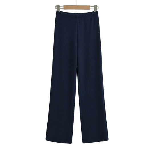 Damen Weite Strickhose mit Waffelstruktur und hohem Bund Nord Taschen