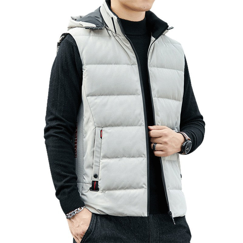 Herren Ärmellose Thermo-Steppweste mit abnehmbarer Kapuze und winddichter Hülle Nord Taschen