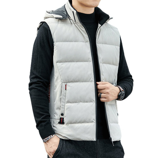 Herren Ärmellose Thermo-Steppweste mit abnehmbarer Kapuze und winddichter Hülle Nord Taschen