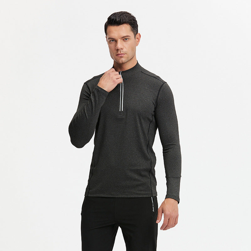 Herren Langarm-Trainingsshirt mit Halb-Reißverschluss und atmungsaktivem Funktionsmaterial Nord Taschen