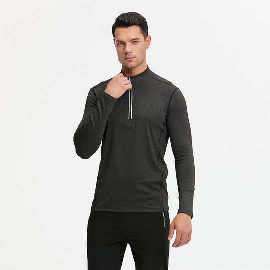 Herren Langarm-Trainingsshirt mit Halb-Reißverschluss und atmungsaktivem Funktionsmaterial Nord Taschen