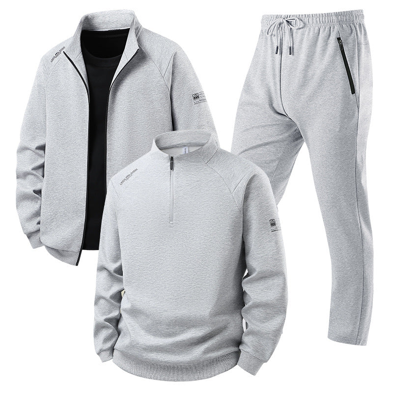 Herren Dreiteiliges Thermo-Trainingsset mit Halbzip-Pullover, Zip‑Jacke und Jogginghose Nord Taschen