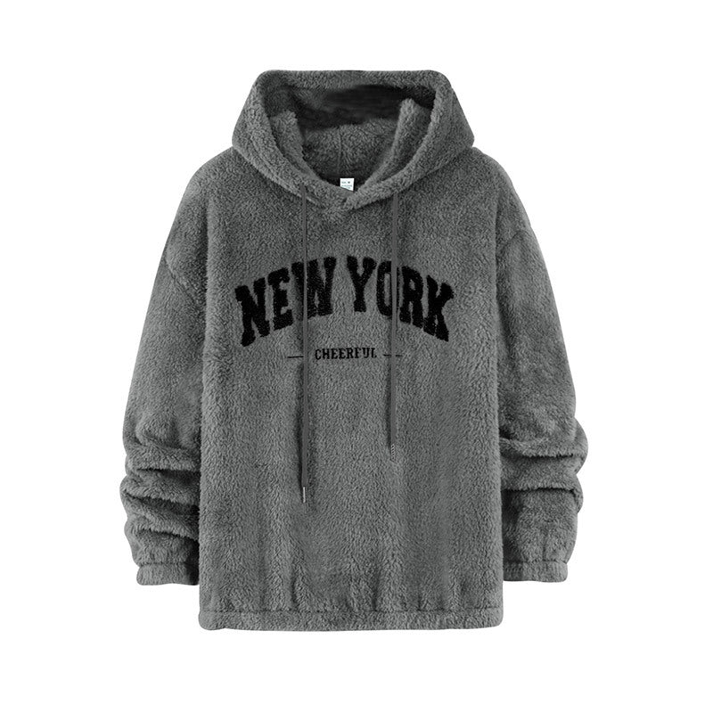 Unisex Kuscheliger Teddy-Fleece-Hoodie mit Chenille-Schriftzug Nord Taschen