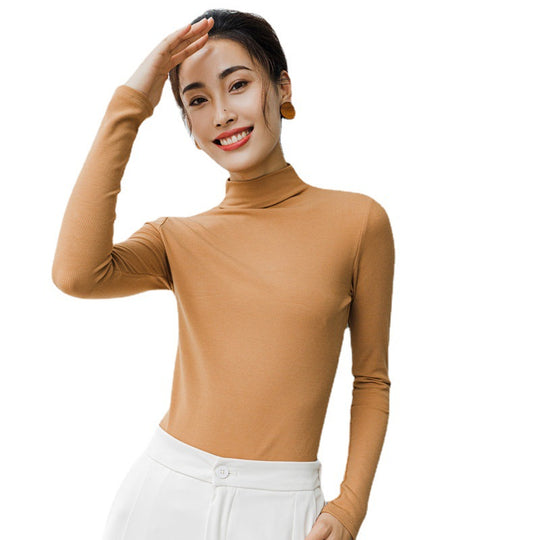 Damen Feines Ripp-Langarmshirt mit Rollkragen und Volantkanten Nord Taschen