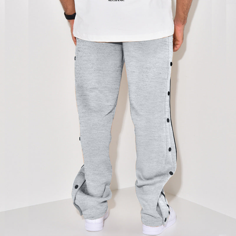 Herren Snap-Trackhose mit seitlichem Kontraststreifen, Druckknopf-Leiste und elastischem Bund Nord Taschen