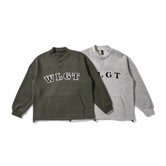 Unisex Oversize-Sweatshirt mit Henley-Knopfleiste, Kängurutasche und Tunnelzugsaum Nord Taschen