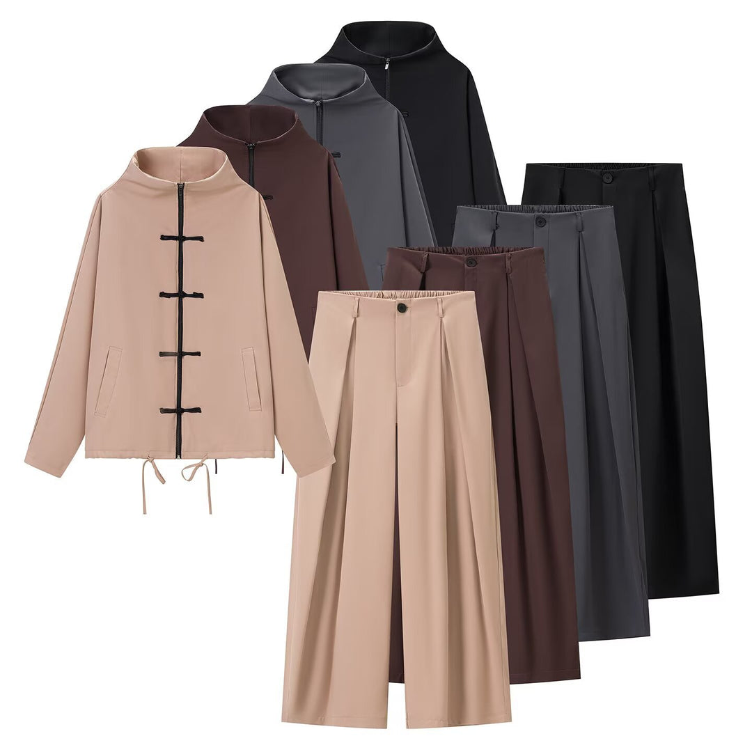 Damen leichte Boxy-Jacke mit Stehkragen, Zipper-Front, Kordelzug und dekorativen Knotenverschlüssen Nord Taschen