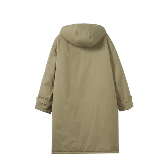 Damen Lange gefütterte Thermo-Parka im Oversize-Schnitt mit verdeckter Front Nord Taschen