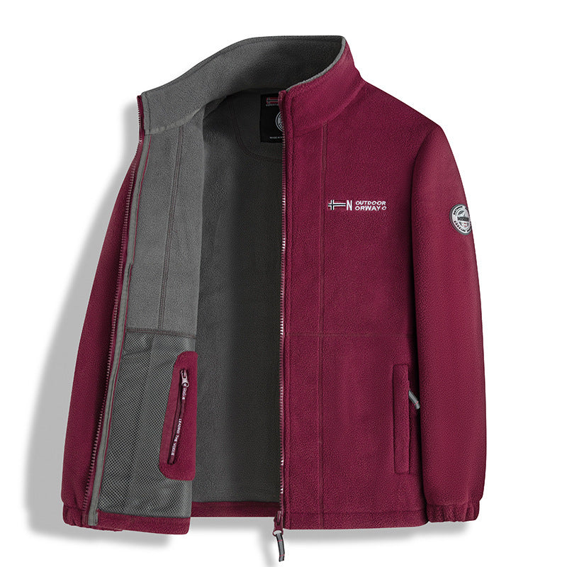 Herren Fleecejacke mit Microfleece-Innenfutter, Stehkragen und Zwei-Wege-Reißverschluss Nord Taschen