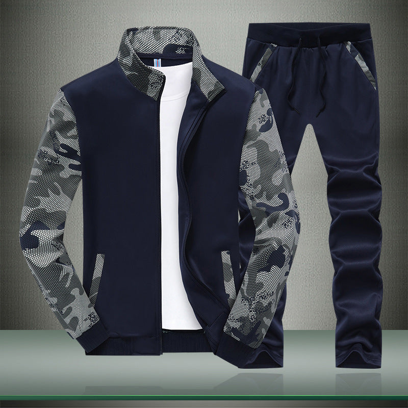 Herren Sportives Trainingsanzug-Set aus Funktionssoftshell mit Camouflage-Ärmeln und regulierbarer Joggerhose Nord Taschen