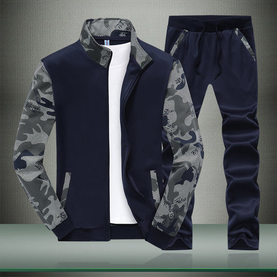 Herren Sportives Trainingsanzug-Set aus Funktionssoftshell mit Camouflage-Ärmeln und regulierbarer Joggerhose Nord Taschen