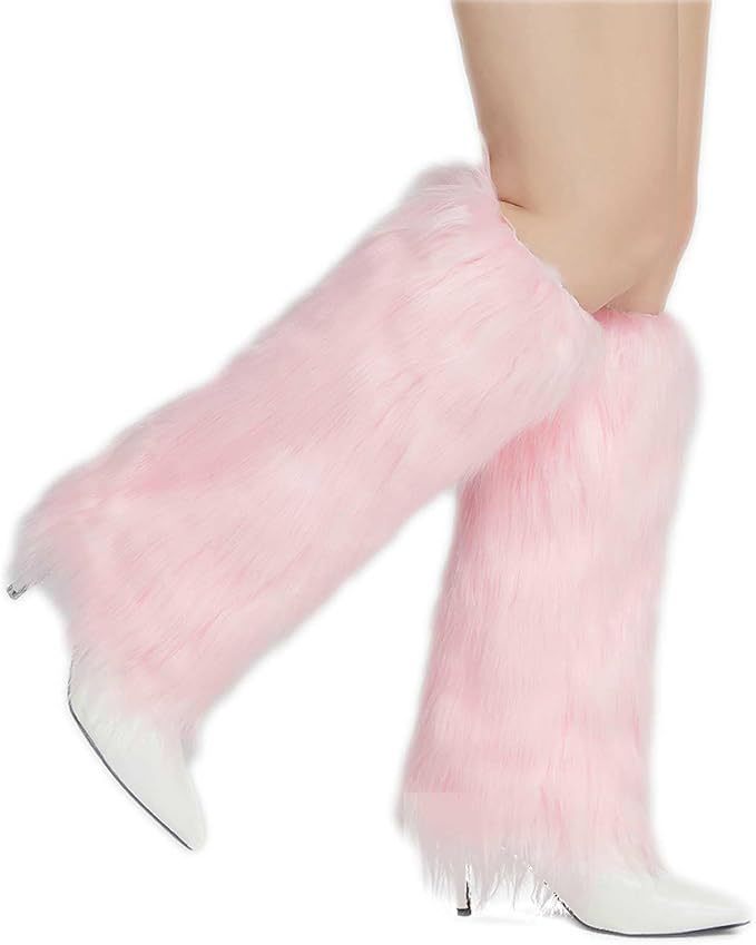 Damen lange Kunstfell‑Beinwärmer mit Shaggy‑Optik und elastischem Bund Nord Taschen