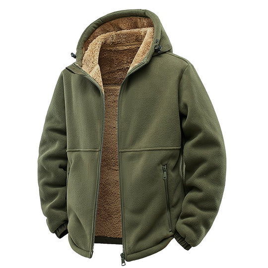 Herren Gefütterte Teddy-Fleece-Kapuzenjacke mit Zwei-Wege-Reißverschluss & Reißverschlusstaschen Nord Taschen
