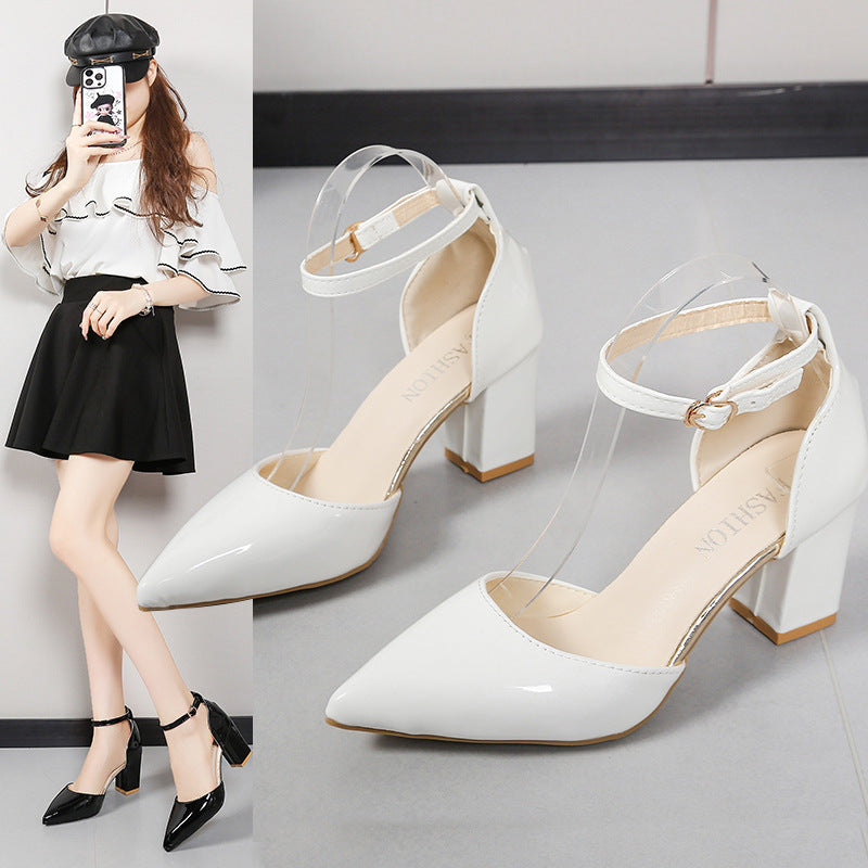 Damen elegante High-Heels mit transparentem Riemen und Blockabsatz
