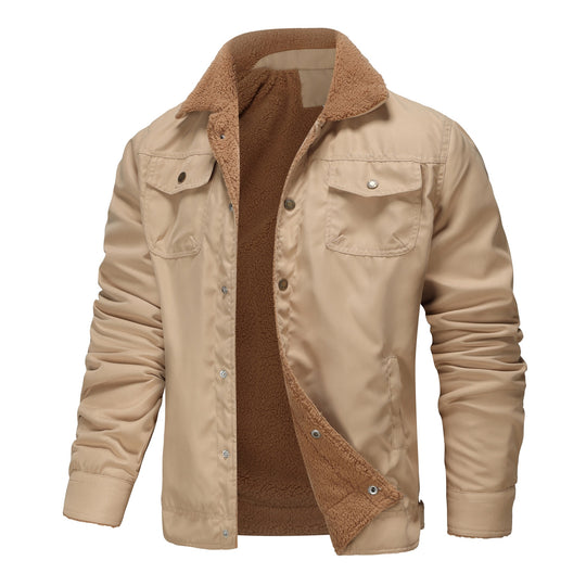 Herren Workwear-Jacke mit Teddykragen und Druckknopfleiste Nord Taschen