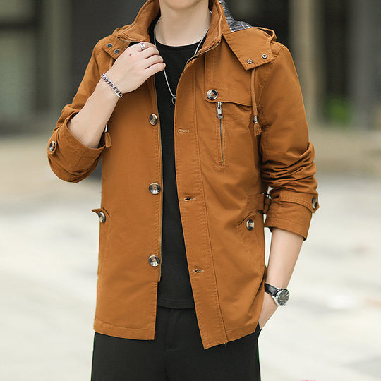 Herren leichter Canvas-Fieldparka mit Kapuze, Brustreißverschluss und verstellbaren Taillenlaschen Nord Taschen