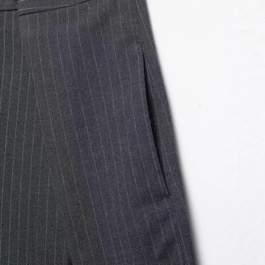 Damen Hochtaillierte Palazzohose mit Wickel-Überlagerung und Nadelstreifen Nord Taschen