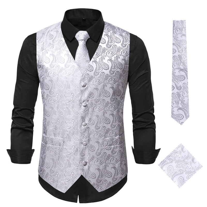 Herren elegante Anzugweste mit eleganten Paisley-Muster und passendem Zubehör Nord Taschen