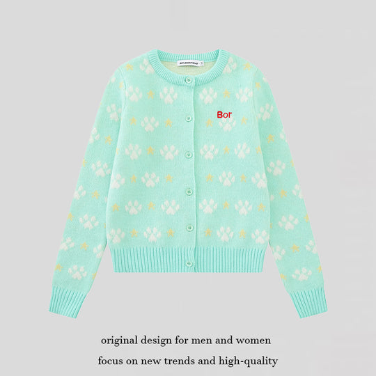 Damen Strickjacke mit Allover‑Jacquard, Rundhalsausschnitt und Knopfleiste Nord Taschen