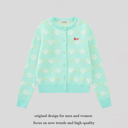 Damen Strickjacke mit Allover‑Jacquard, Rundhalsausschnitt und Knopfleiste Nord Taschen