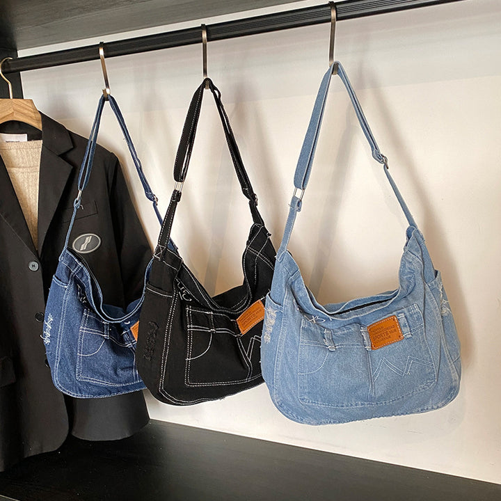 Damen modische Schultertasche aus hochwertigem Denim Nord Taschen