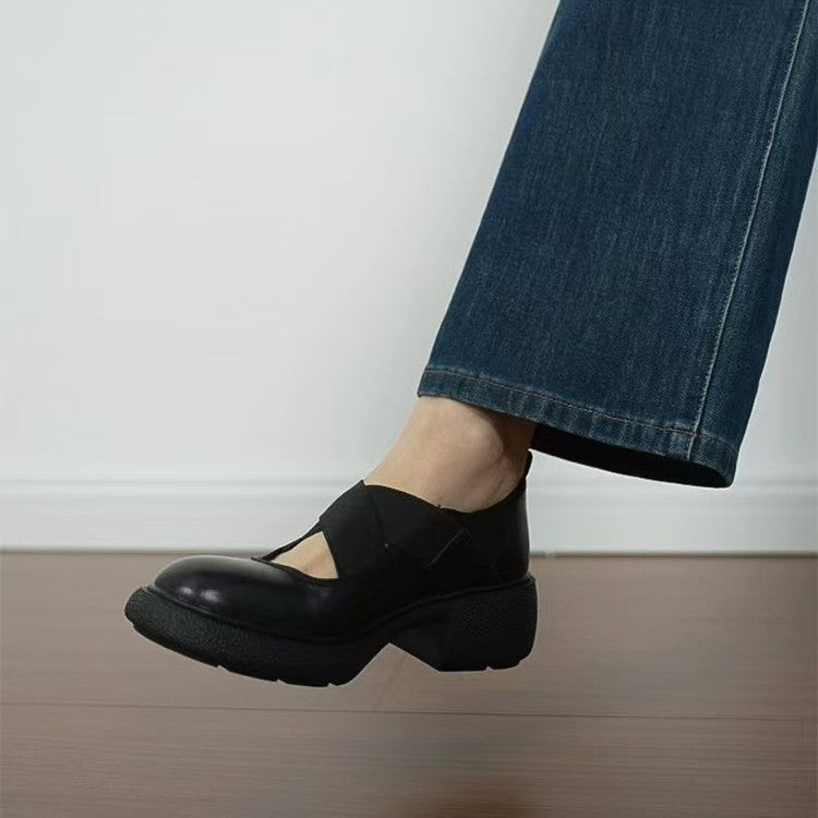 Damen Mary‑Jane Slipper mit elastischen Kreuzriemen und profiliertem Plateausohle-Design Nord Taschen