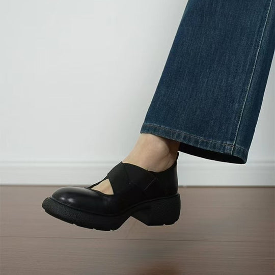 Damen Mary‑Jane Slipper mit elastischen Kreuzriemen und profiliertem Plateausohle-Design Nord Taschen