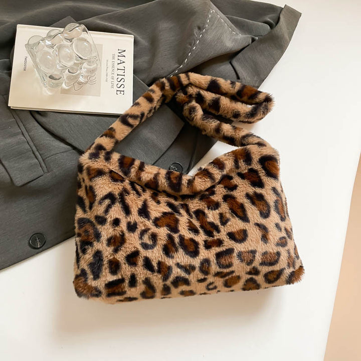 Damen modische Umhängetasche aus hochwertigem Kunstfell mit Leopardenmuster Nord Taschen