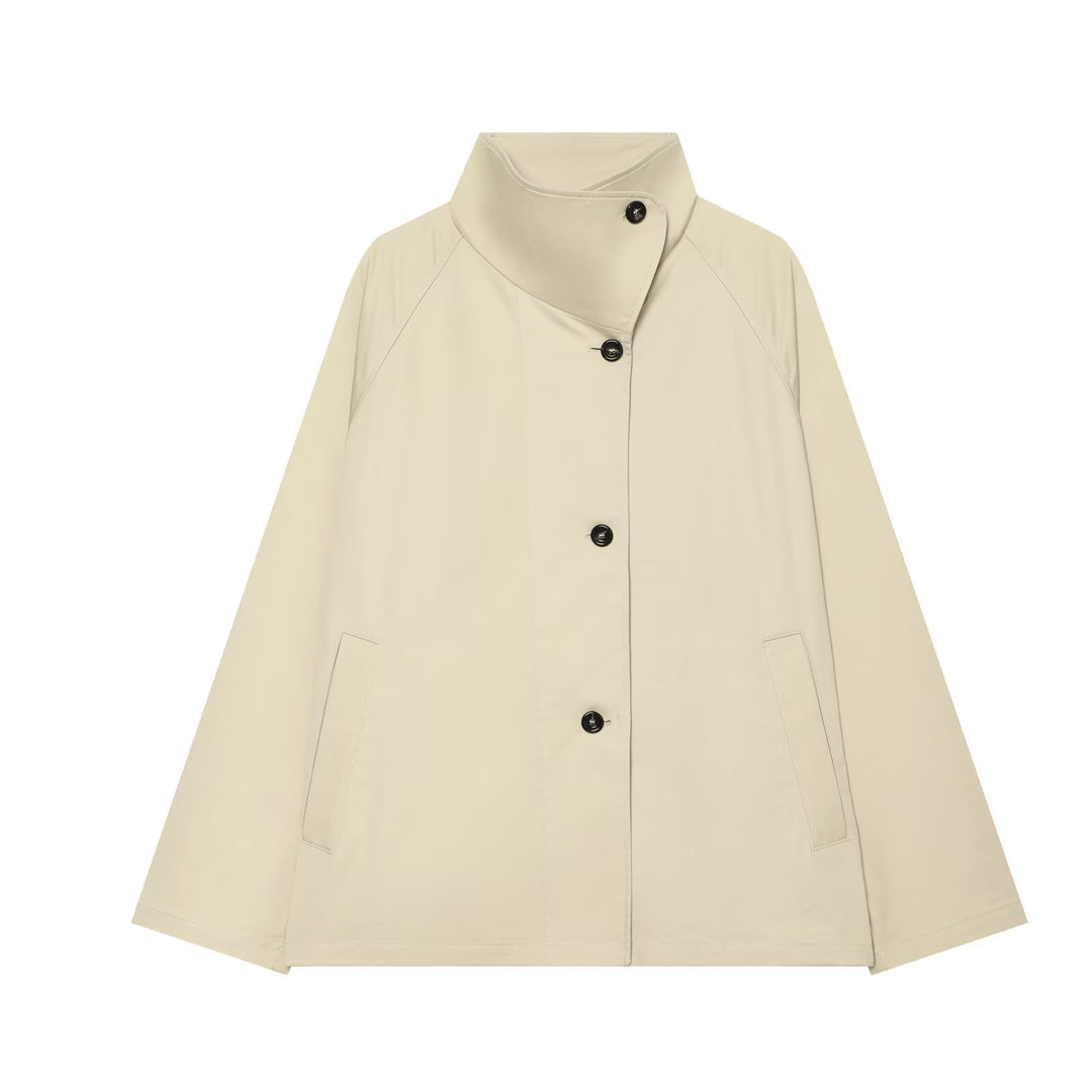 Damen Kurze A‑Linien Übergangsjacke mit hohem Stehkragen und Raglanärmeln Nord Taschen