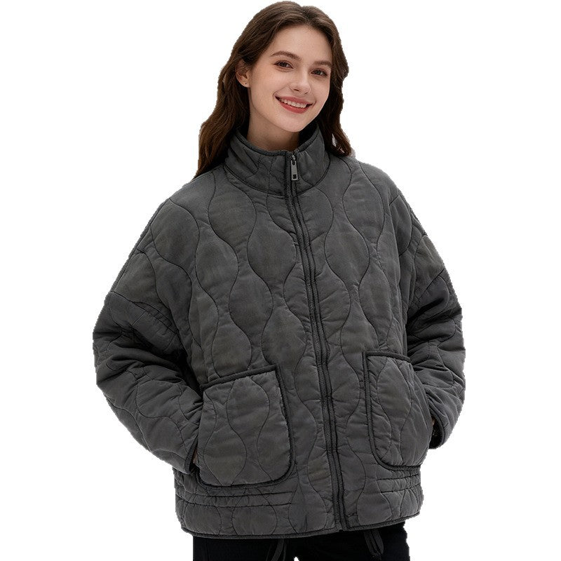 Damen gesteppte Quiltjacke mit Stehkragen und aufgesetzten Taschen Nord Taschen