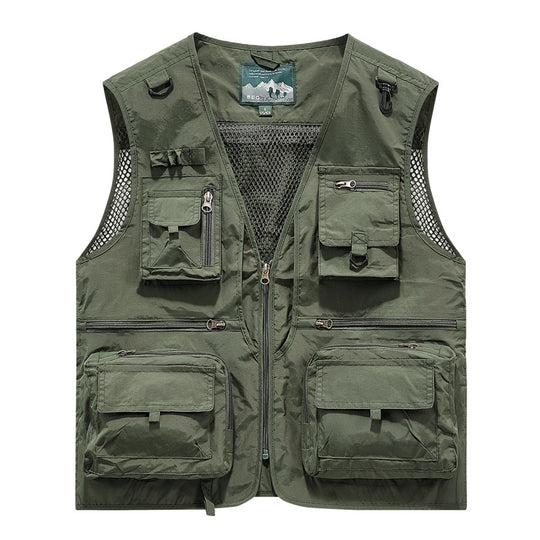 Herren leichte multifunktionale Utility-Anglerweste mit Mesh‑Futter und zahlreichen Reißverschluss‑ und Klappentaschen Nord Taschen